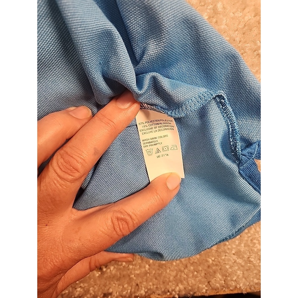 IZOD Polo Shirt Mens Large Light Blue Short Sleeve Pique Knit Logo Classic Fit - Picture 3 of 6